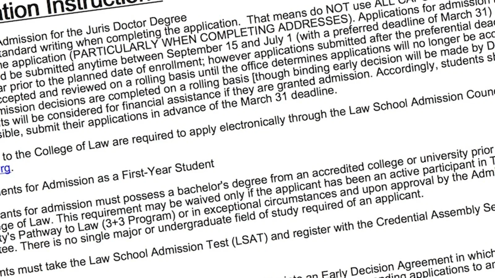 Partial law school application