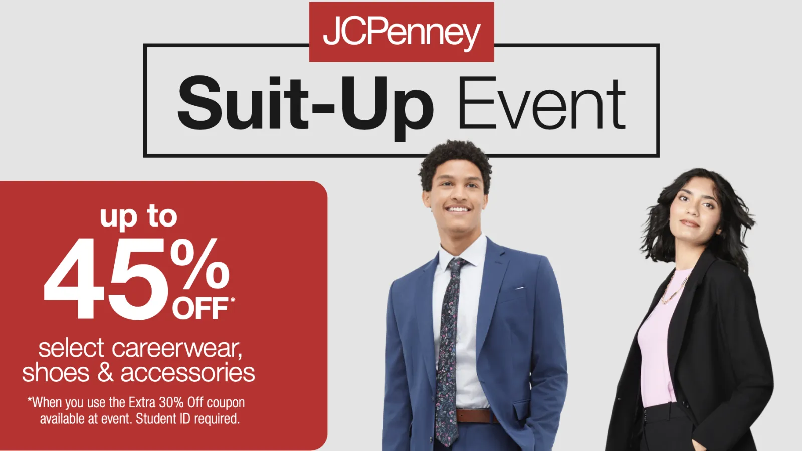 JC Penney advertisement with two people in professional attire