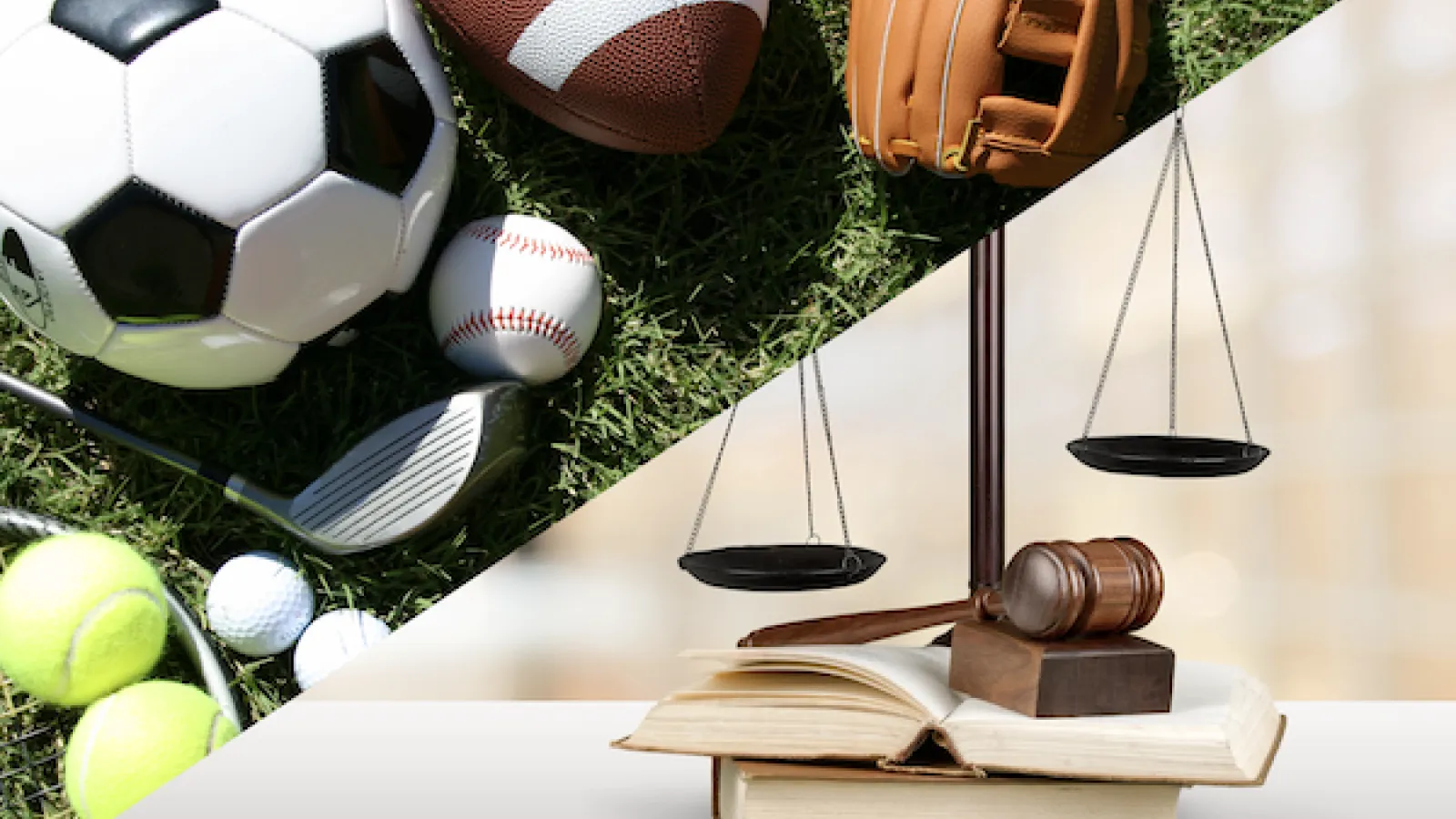 image of sporting equipment and legal icons