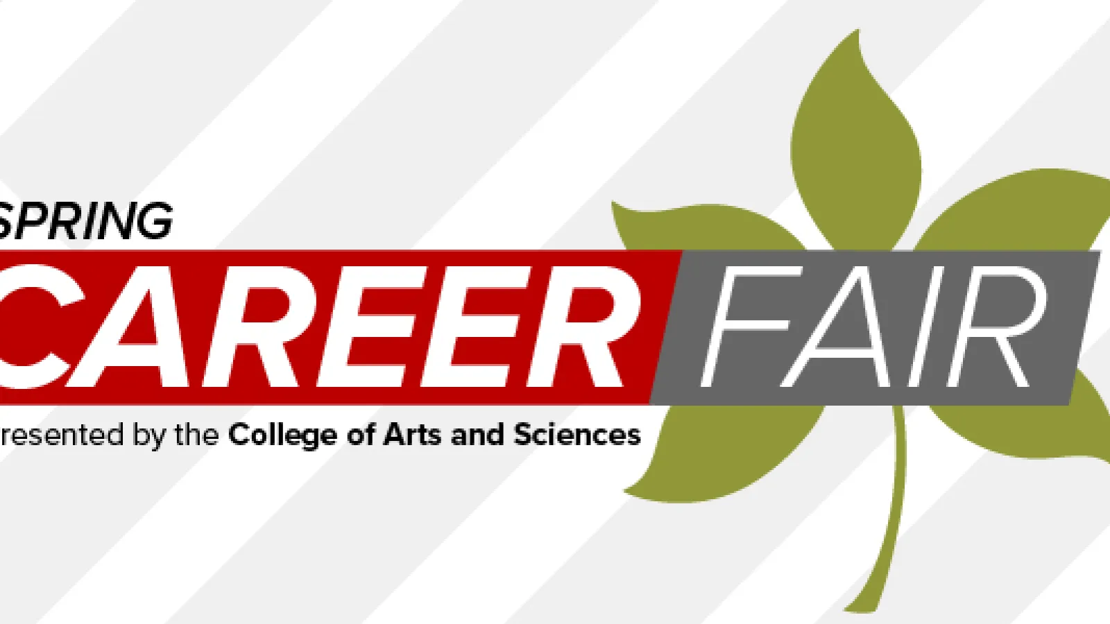 Spring Career Fair text with buckeye leaf graphic