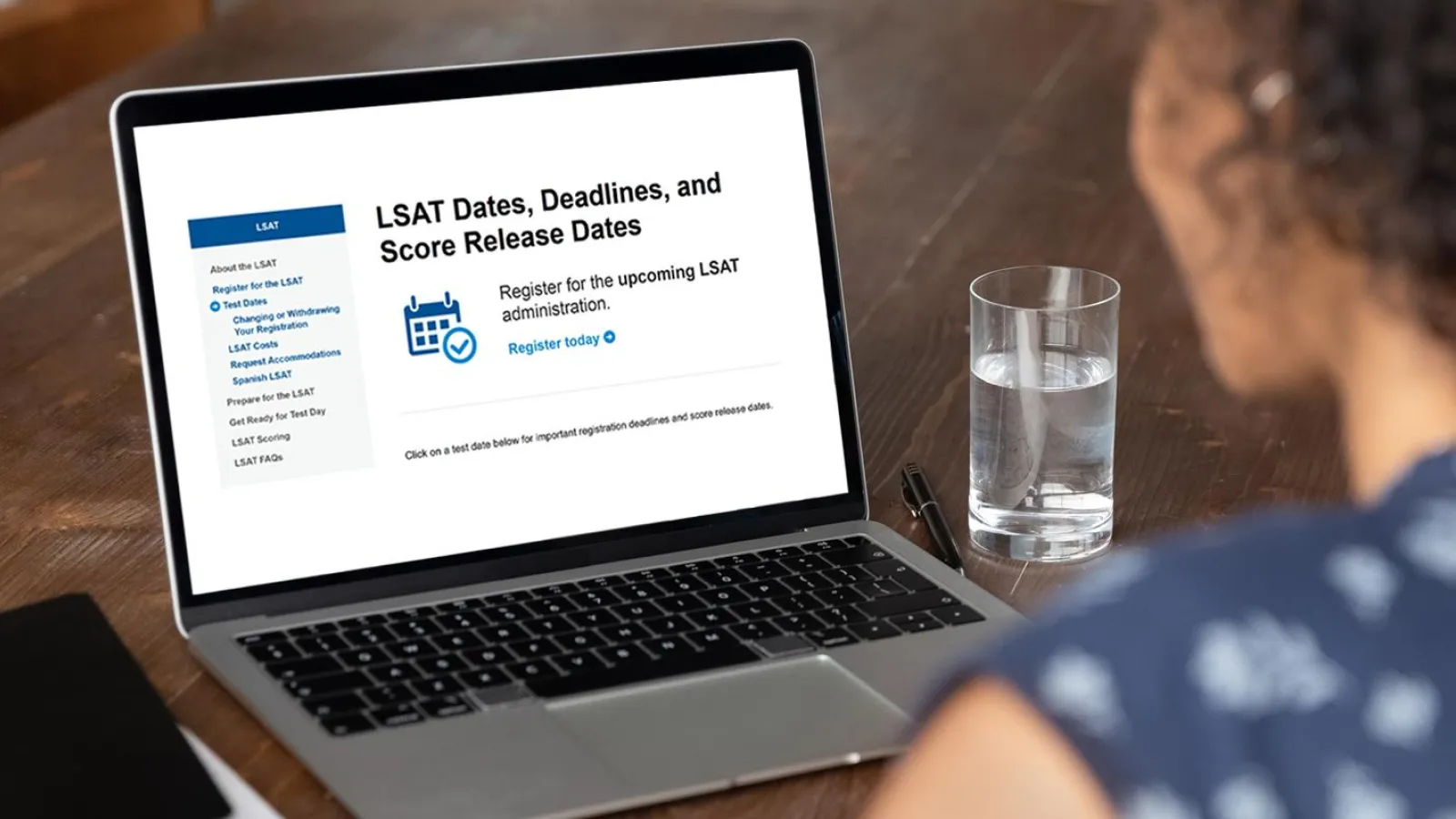 Laptop with LSAT sign-up on screen
