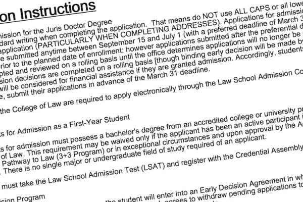 Partial law school application