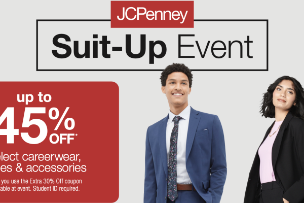 JC Penney advertisement with two people in professional attire