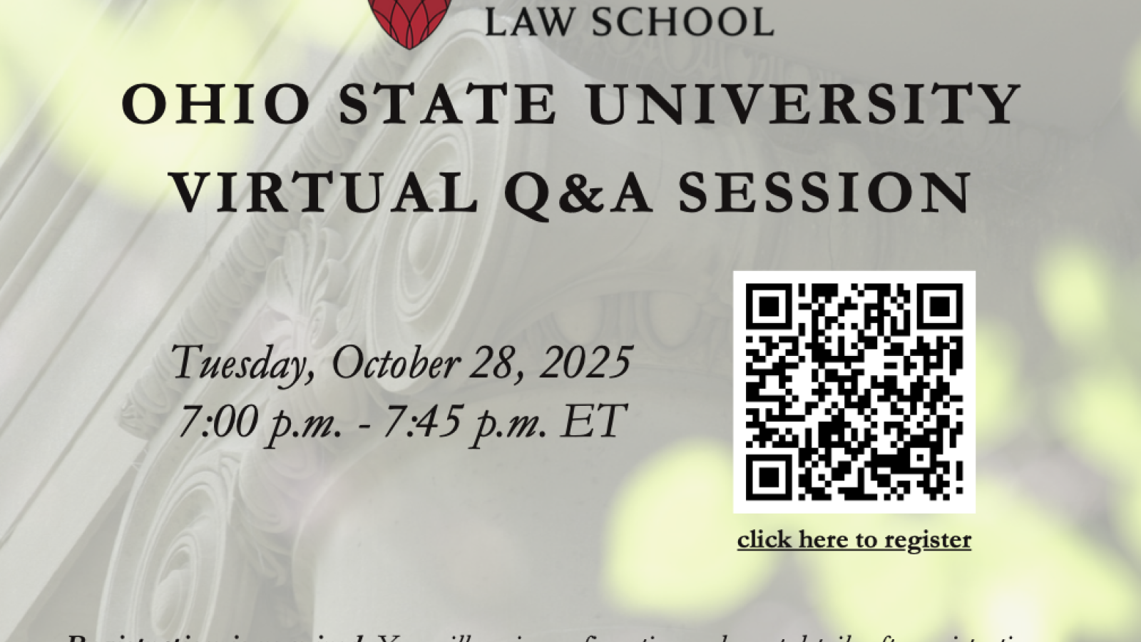 Harvard event publicity flyer with QR code